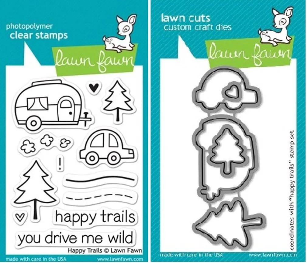 Lawn Fawn Happy Trails Clear Stamp and Steel Die Set - Includes One Each of LF601 (Stamp) & LF609 (Die) - Custom Set