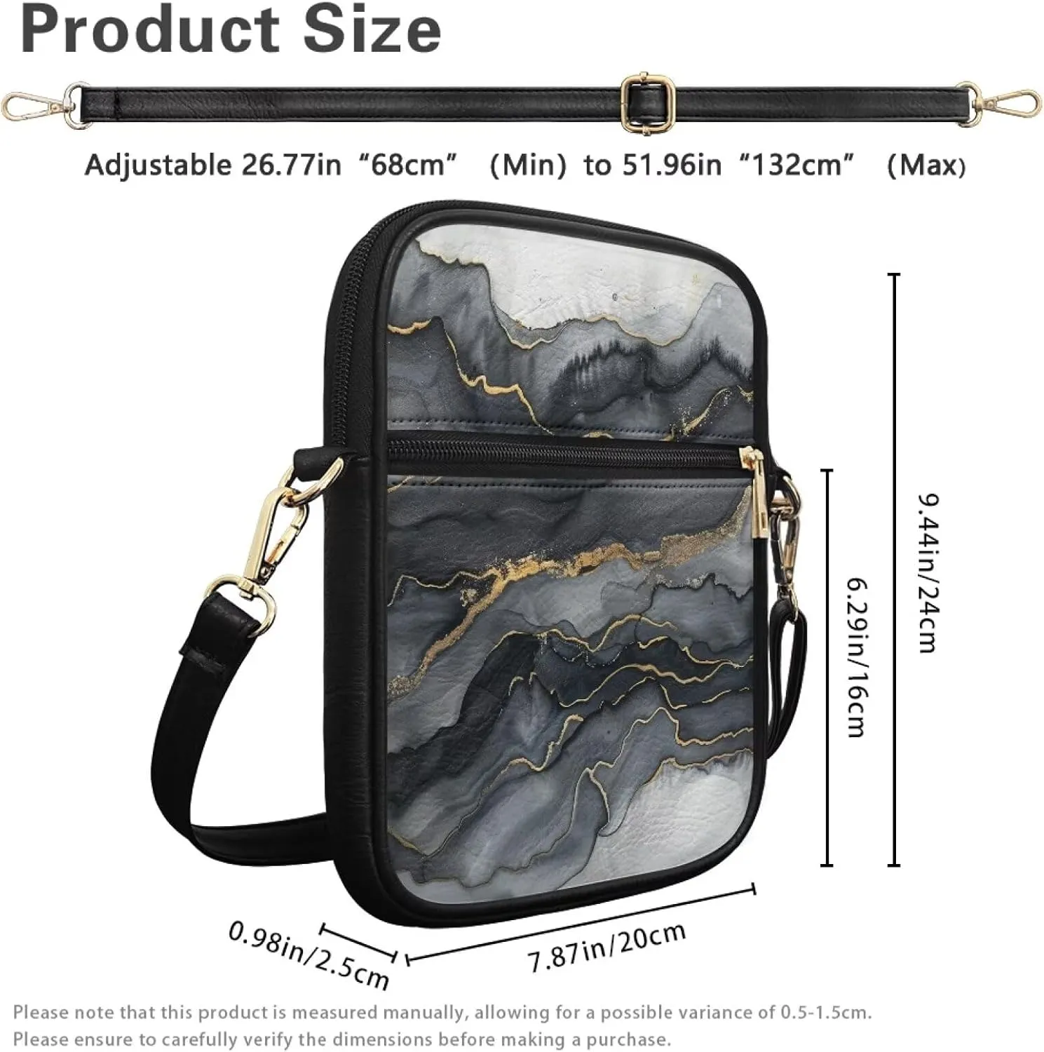 Leather Messenger Bags Crossbody Phone Wallet Purse Bag with Front Zipper Pocket and Card Slots