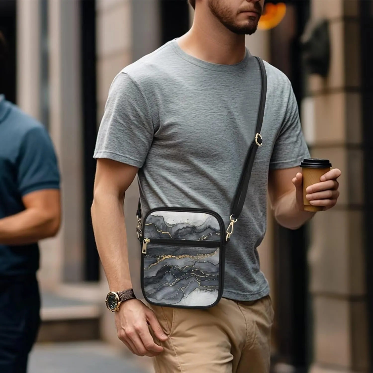 Leather Messenger Bags Crossbody Phone Wallet Purse Bag with Front Zipper Pocket and Card Slots