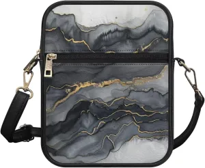 Leather Messenger Bags Crossbody Phone Wallet Purse Bag with Front Zipper Pocket and Card Slots