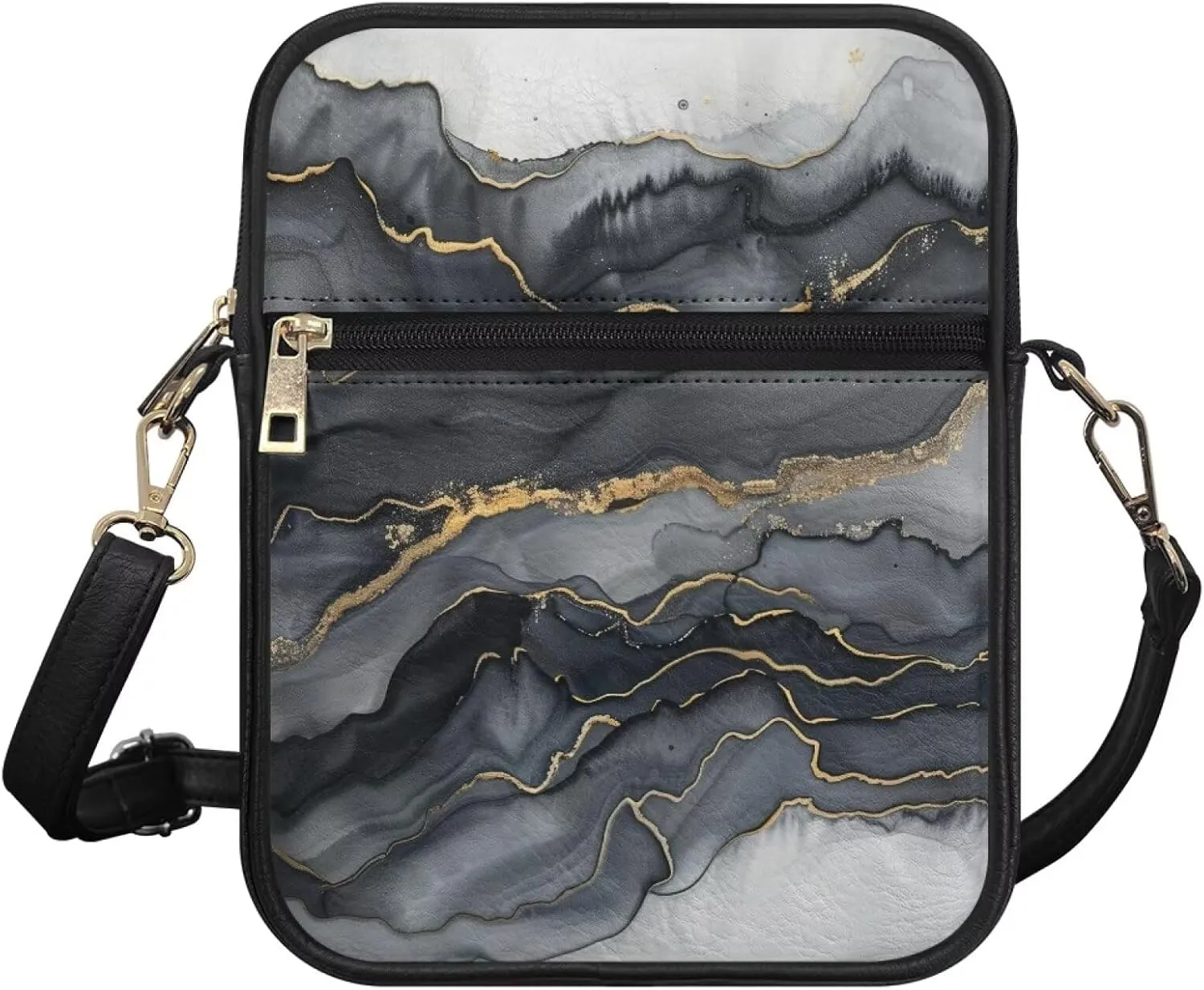 Leather Messenger Bags Crossbody Phone Wallet Purse Bag with Front Zipper Pocket and Card Slots
