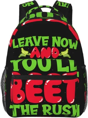 Leave Now And You'll Beet The Rush Backpack Casual Laptop Backpack Lightweight Double Shoulder Bag Travel Daypack For Women Men