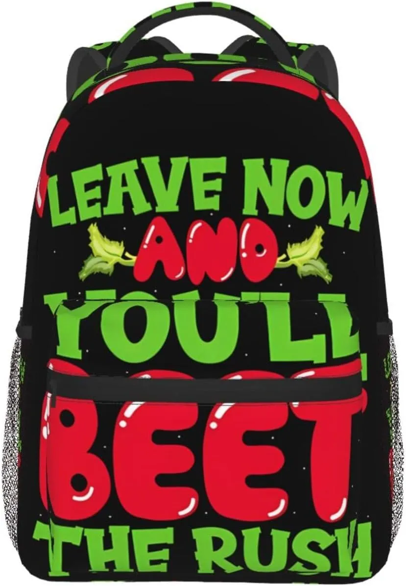 Leave Now And You'll Beet The Rush Backpack Casual Laptop Backpack Lightweight Double Shoulder Bag Travel Daypack For Women Men