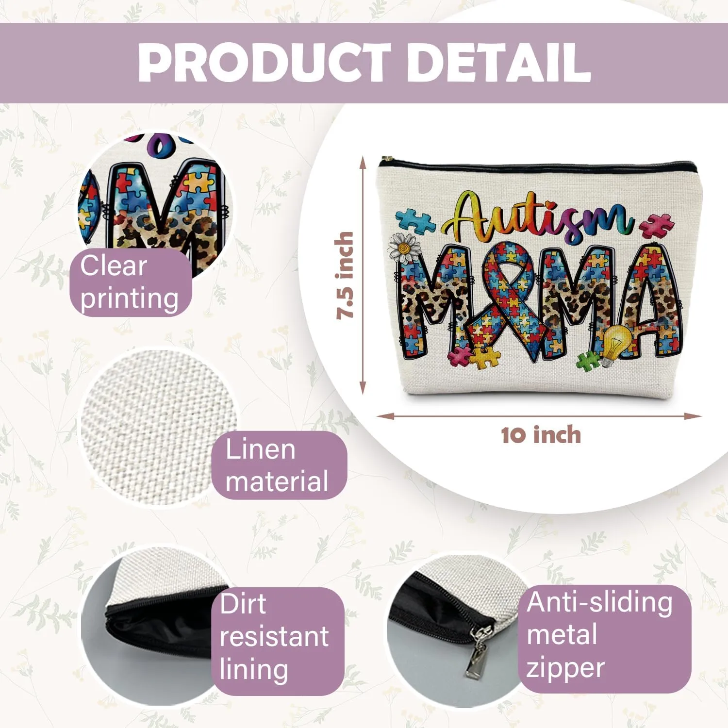 Leopard Autism Mama Makeup Bag - Autism Awareness Gift, Mama Gift for Mother's Day