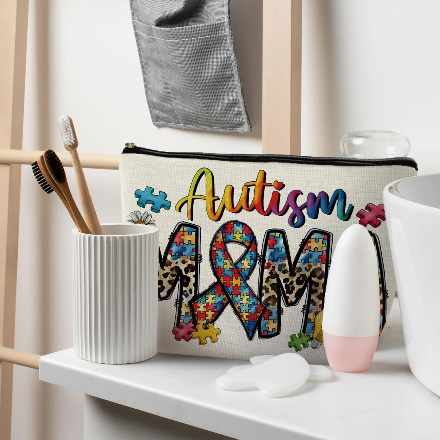 Leopard Autism Mama Makeup Bag - Autism Awareness Gift, Mama Gift for Mother's Day