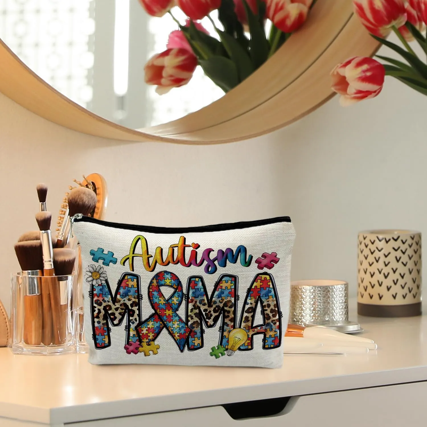 Leopard Autism Mama Makeup Bag - Autism Awareness Gift, Mama Gift for Mother's Day