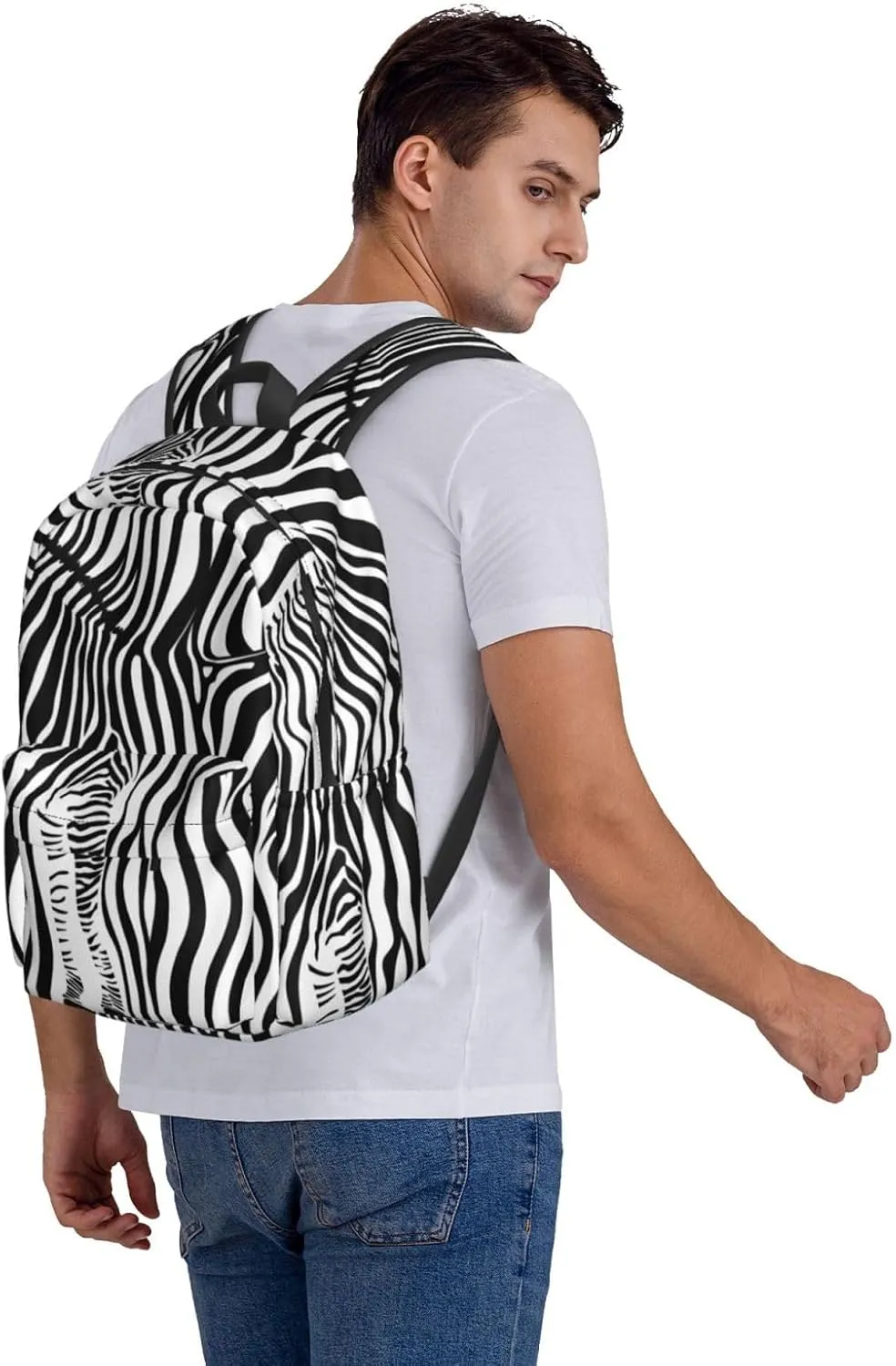Leopard Zebra Animal Print Large Capacity Backpack Casual Double Shoulder Bag Laptop Backpack Travel Daypack For Women Men