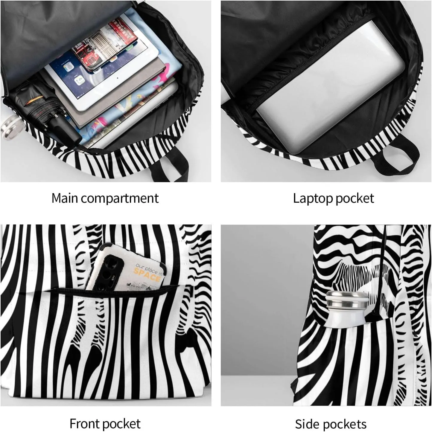 Leopard Zebra Animal Print Large Capacity Backpack Casual Double Shoulder Bag Laptop Backpack Travel Daypack For Women Men