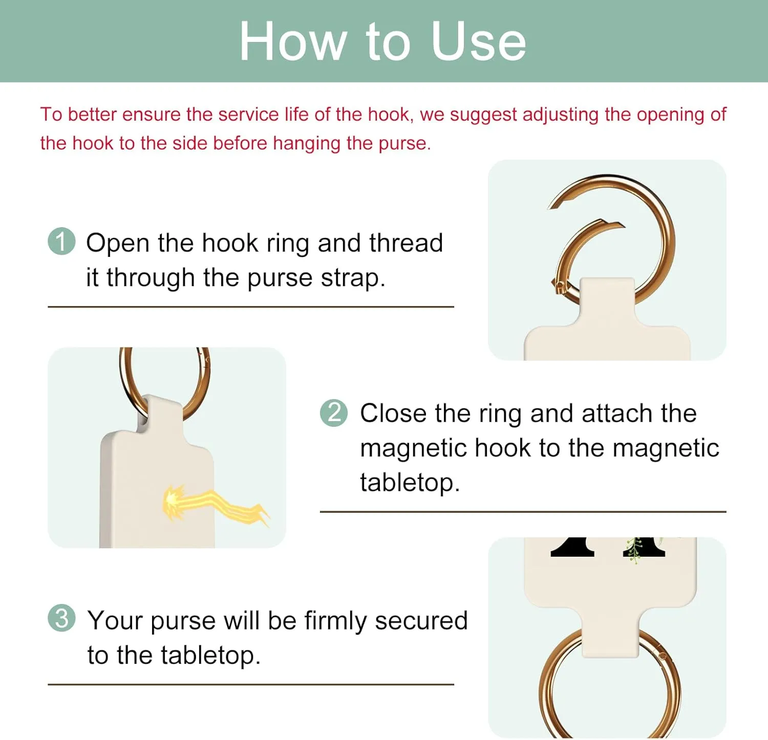 Letter A-Z Strong Magnetic Purse Holder Stylish Floral Design Handbag Hanger for Women Suitable for Table Tops Metal Wall Door Hinge Frame Shopping Cart Show off Your Personality Bag Charms(Beige K)
