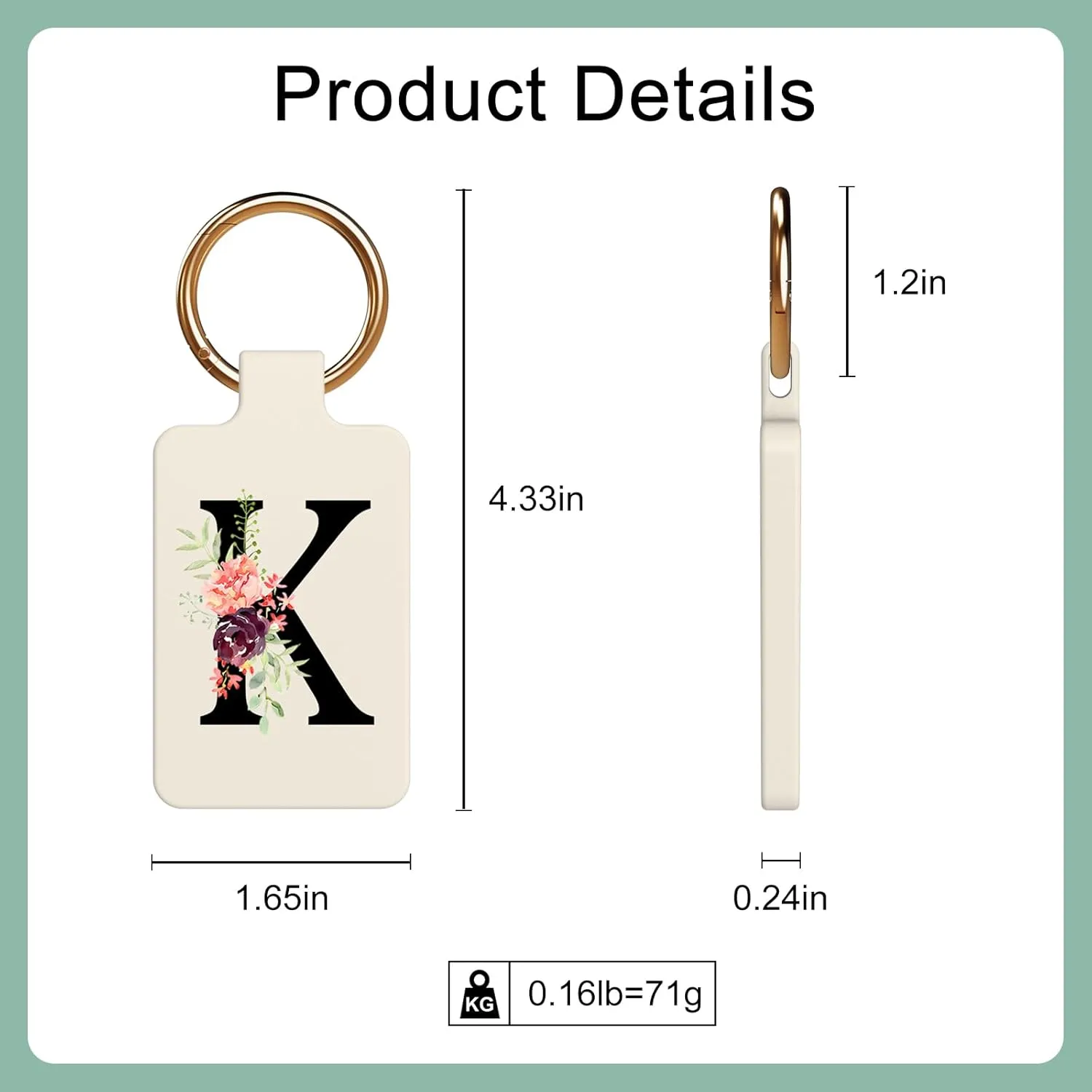 Letter A-Z Strong Magnetic Purse Holder Stylish Floral Design Handbag Hanger for Women Suitable for Table Tops Metal Wall Door Hinge Frame Shopping Cart Show off Your Personality Bag Charms(Beige K)