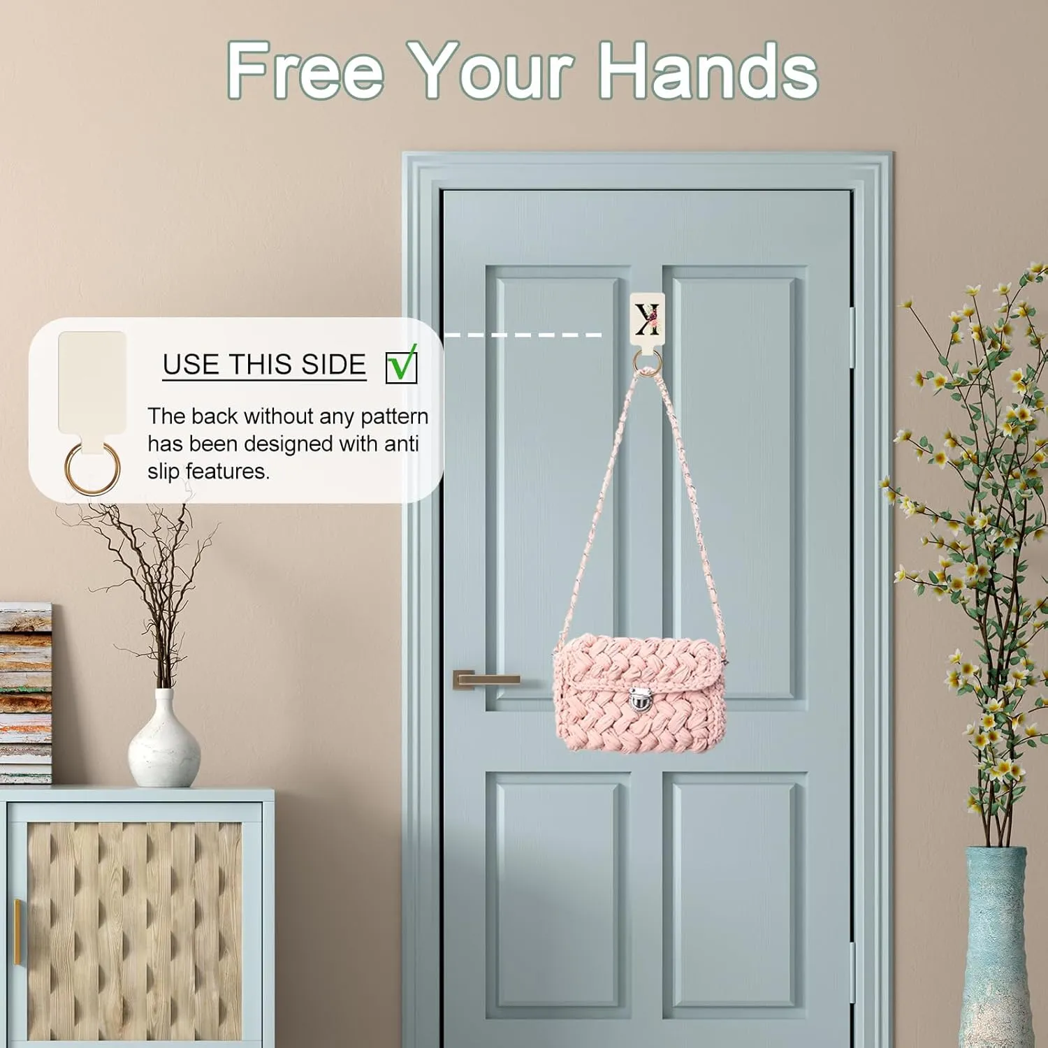 Letter A-Z Strong Magnetic Purse Holder Stylish Floral Design Handbag Hanger for Women Suitable for Table Tops Metal Wall Door Hinge Frame Shopping Cart Show off Your Personality Bag Charms(Beige K)