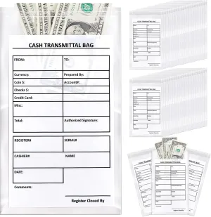 Lewtemi 500 Pieces 6 x 9 Inch Bank Deposit Cash Transmittal Bags Tamper Evident Security Pocket Self Adhesive Clear Polyurethane Bags Audit Friendly for Bank Currency, Checks Receipts