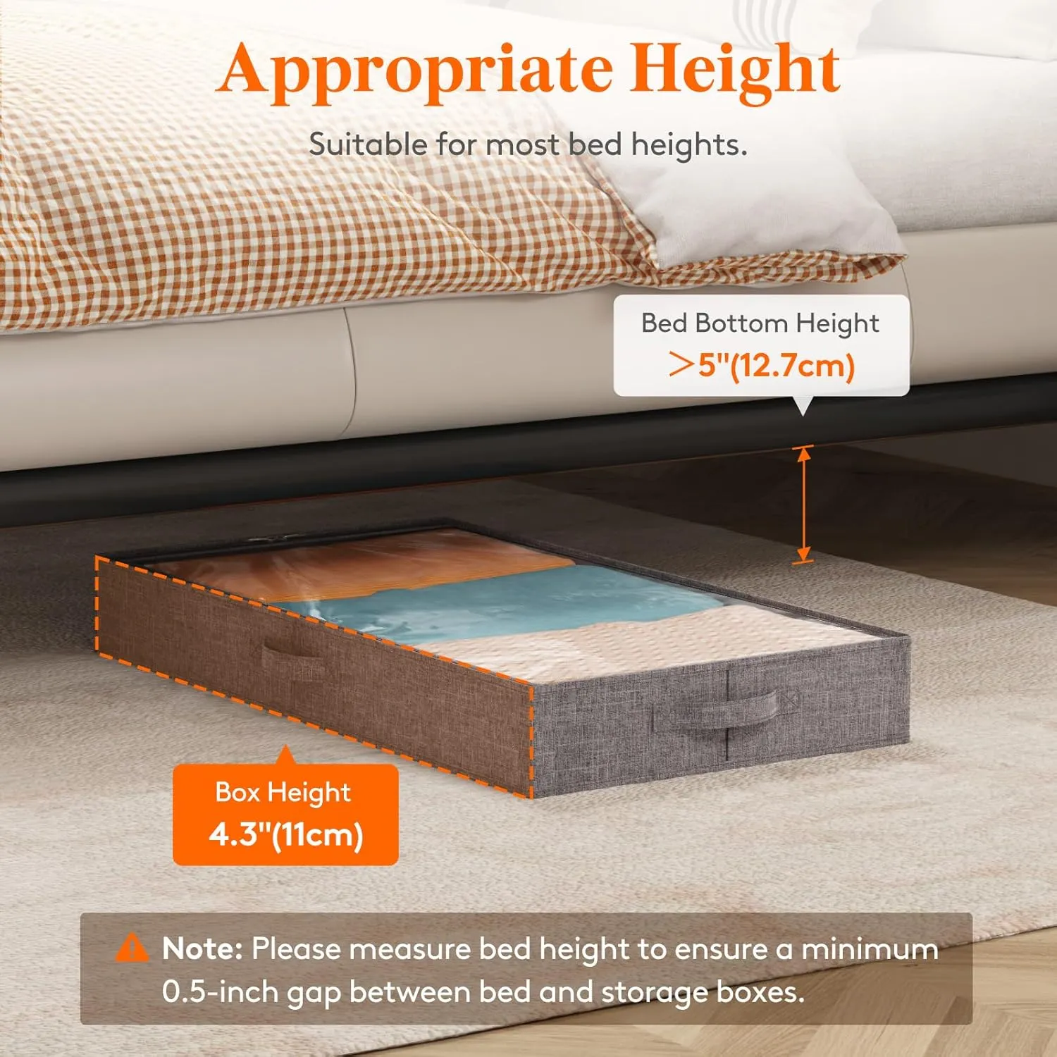 Lifewit Under Bed Storage Containers, 4.3 Inches Tall Low Profile Underbed Storage, Foldable Clothes Storage Bags Organizer Bin with Lids, Ultra Thick Fabric for Blankets Pillows Shoes, Large, 2 Pack