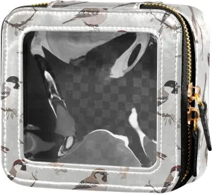 linqin Cute Sparrow Birds Mini Clear Makeup Bag Clear Travel Bags for Toiletries Cosmetic Bags Organizer for Travel
