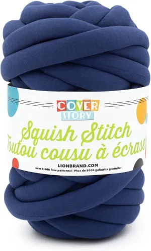 Lion Brand Yarn Cover Story Squish Stitch, Blanket Yarn, Navy Peony, 1 Pack