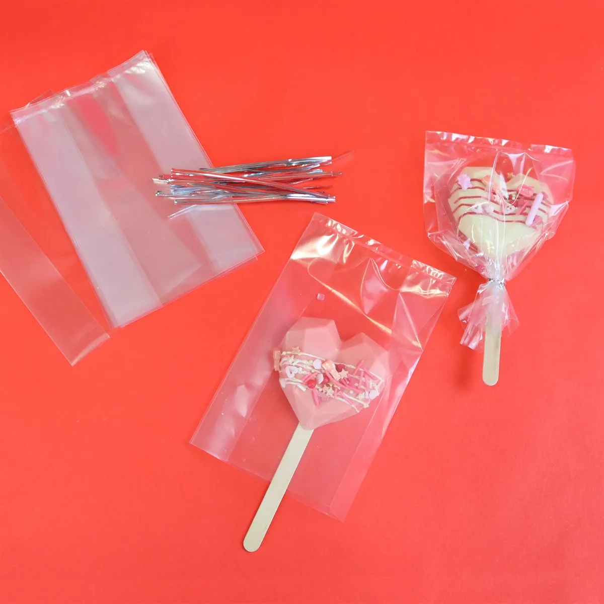 Lollipop Bags with Silver Ties - 25 Pack