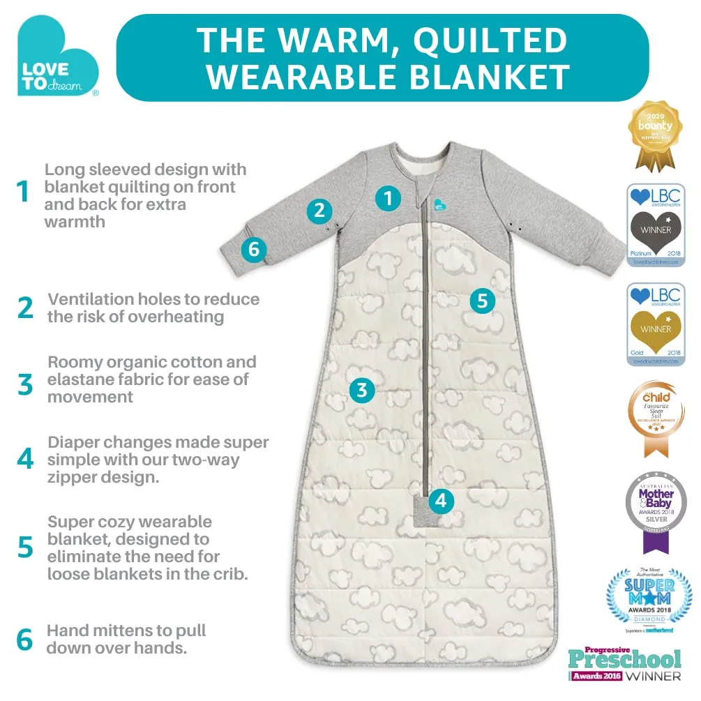 Love to Dream Warm Baby Sleep Bag (6-18 Mo), Super Soft Temp Regulating Sleeping Sack, 2.5TOG Warm Wearable Blanket, Pink