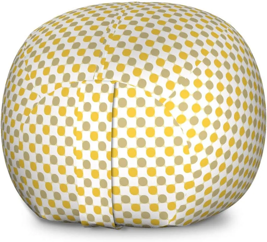 Lunarable Autumn Storage Toy Bag Chair, Linked Big Dots Spots Lines in Gradient Earthen Tones Geometric Image, Stuffed Animal Organizer Washable Bag, Large Size, Sage Green Marigold