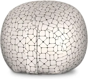 Lunarable Geometric Storage Toy Bag Chair, Black and White Mosaic Pavement Tile Bricks Modern Conceptual Tracery Design, Stuffed Animal Organizer Washable Bag, Large Size, Beige Black