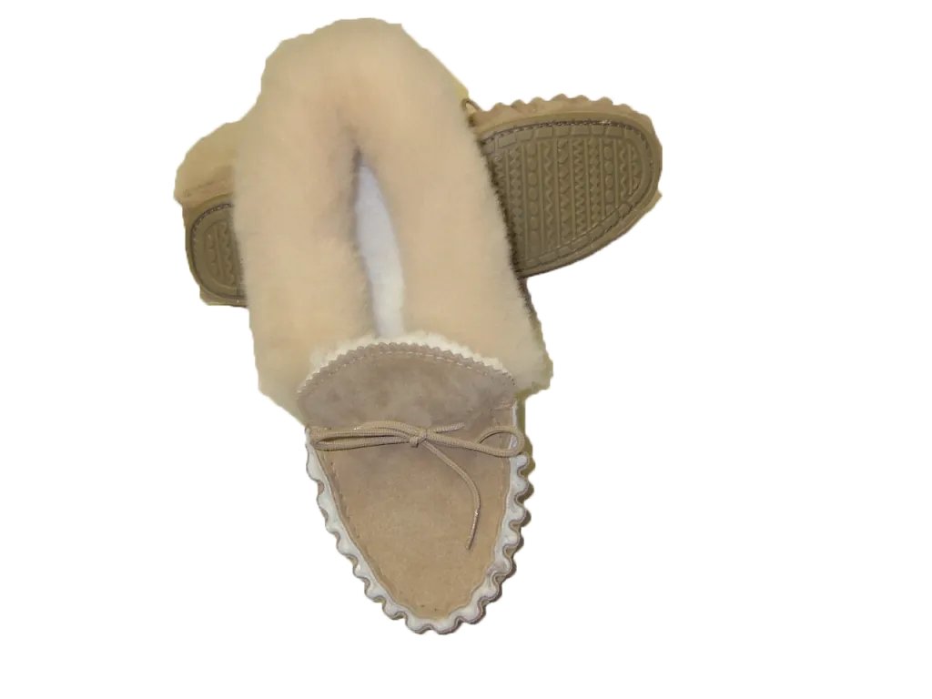 Luxury Sheepskin Lined Moccasin with Sheepskin Collar and Hard Sole | Claudia