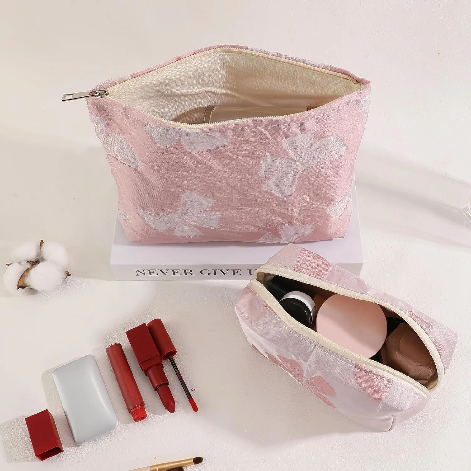 LYDZTION Makeup Bag Cosmetic Bag for Women,1Pcs Large Capacity Makeup Bags and 1Pcs Pencil Case Makeup Brushes Storage Bag Travel Toiletry Bag Organizer