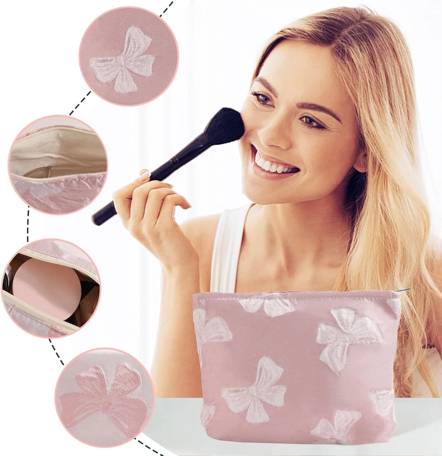 LYDZTION Makeup Bag Cosmetic Bag for Women,1Pcs Large Capacity Makeup Bags and 1Pcs Pencil Case Makeup Brushes Storage Bag Travel Toiletry Bag Organizer