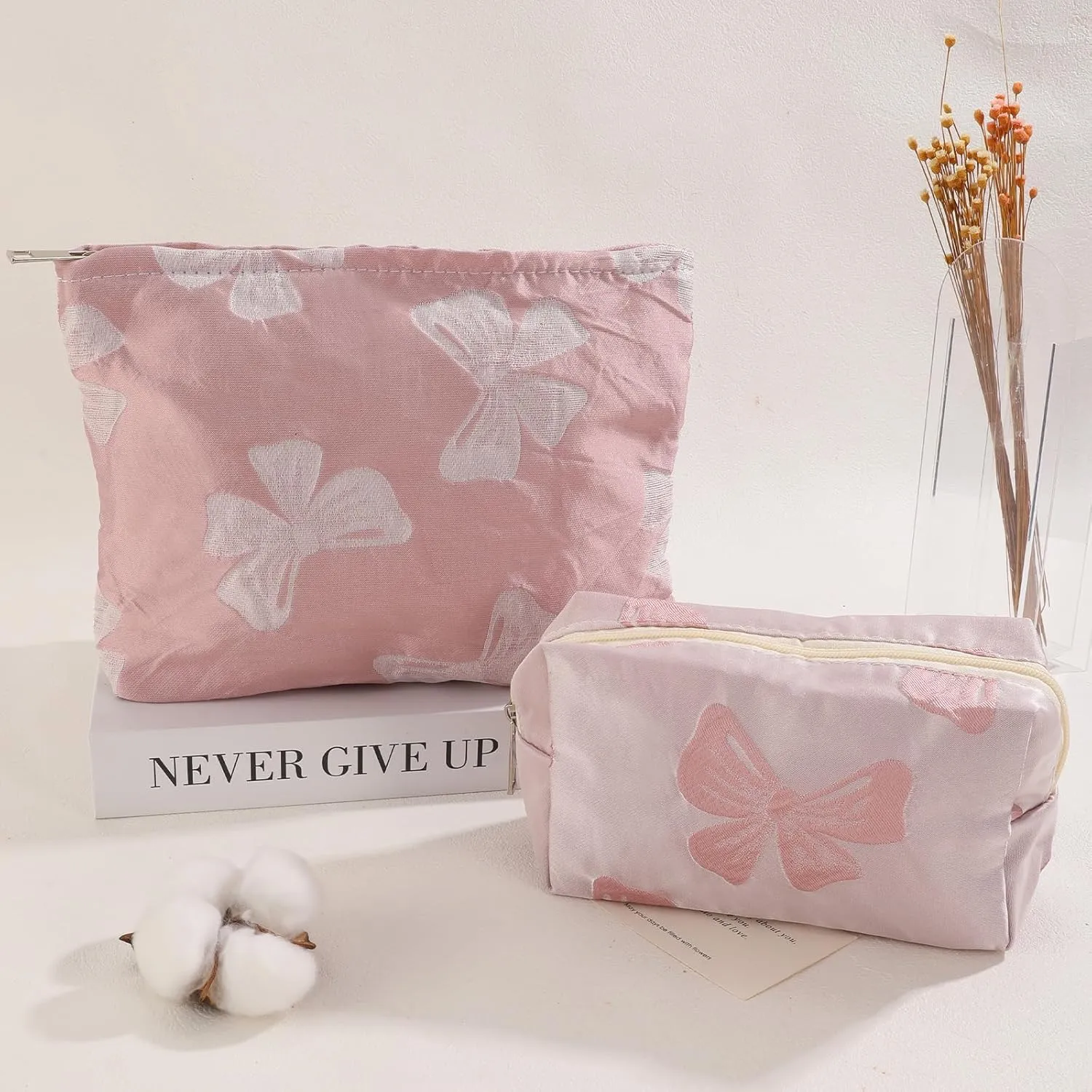 LYDZTION Makeup Bag Cosmetic Bag for Women,1Pcs Large Capacity Makeup Bags and 1Pcs Pencil Case Makeup Brushes Storage Bag Travel Toiletry Bag Organizer