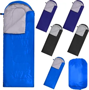 Macarrie 6 Pack Camping Sleeping Bags Bulk for Adults Backpacking Lightweight Waterproof 4 Season with Compression Sack Sleeping Bag for Hiking Travel Outdoor Travel Hunting