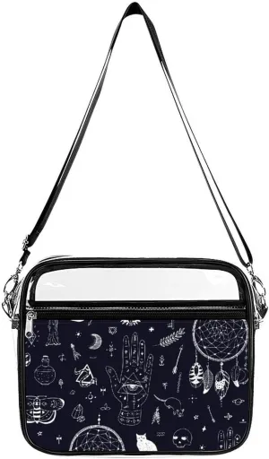 Magic Attributes, Animals And Things Large Crossbody Bag Clear Stadium Bag Anti-Theft Side Shoulder Bags Messenger Bag with 2 Compartments