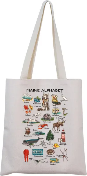 Maine State Tote Bag Maine Camping Gift Maine Keepsake Gift for Native Mainer (Maine Tote)