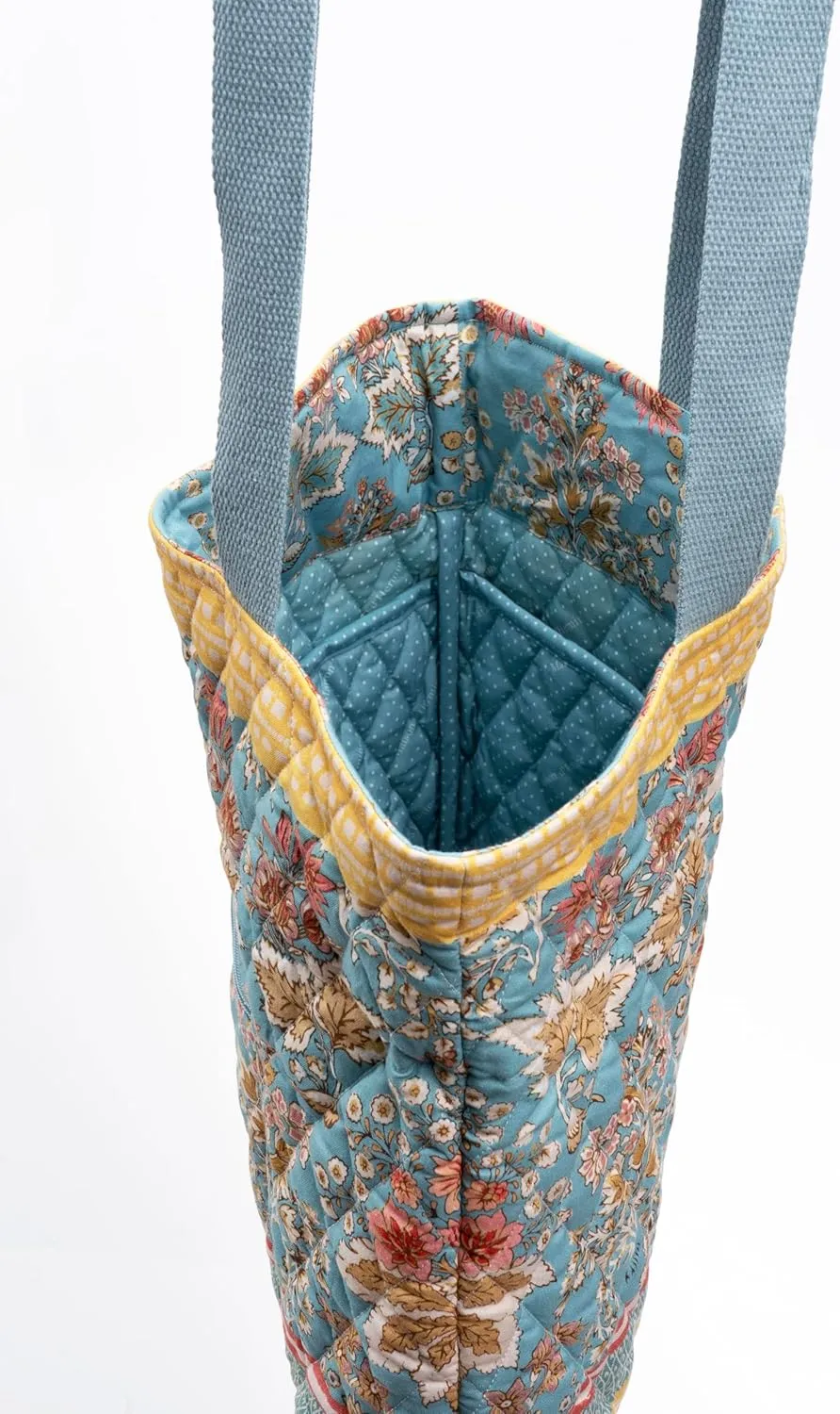 Maison d' Hermine Shopping Bags Cotton Quilted Tote Bag with Zipper Pockets Small Pouch Reusable Grocery Bag Work Travel