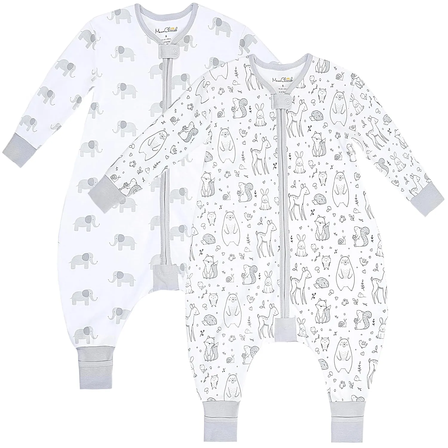 Mama Cheetah Toddler Sleep Sack with Feet, Long Sleeve 0.5 TOG Organic Cotton Baby Sleeping Bag with Legs, Wearable Blanket for Walkers w/ 2-Way Zipper, Toddler Blanket for Girls & Boys 6-18 M
