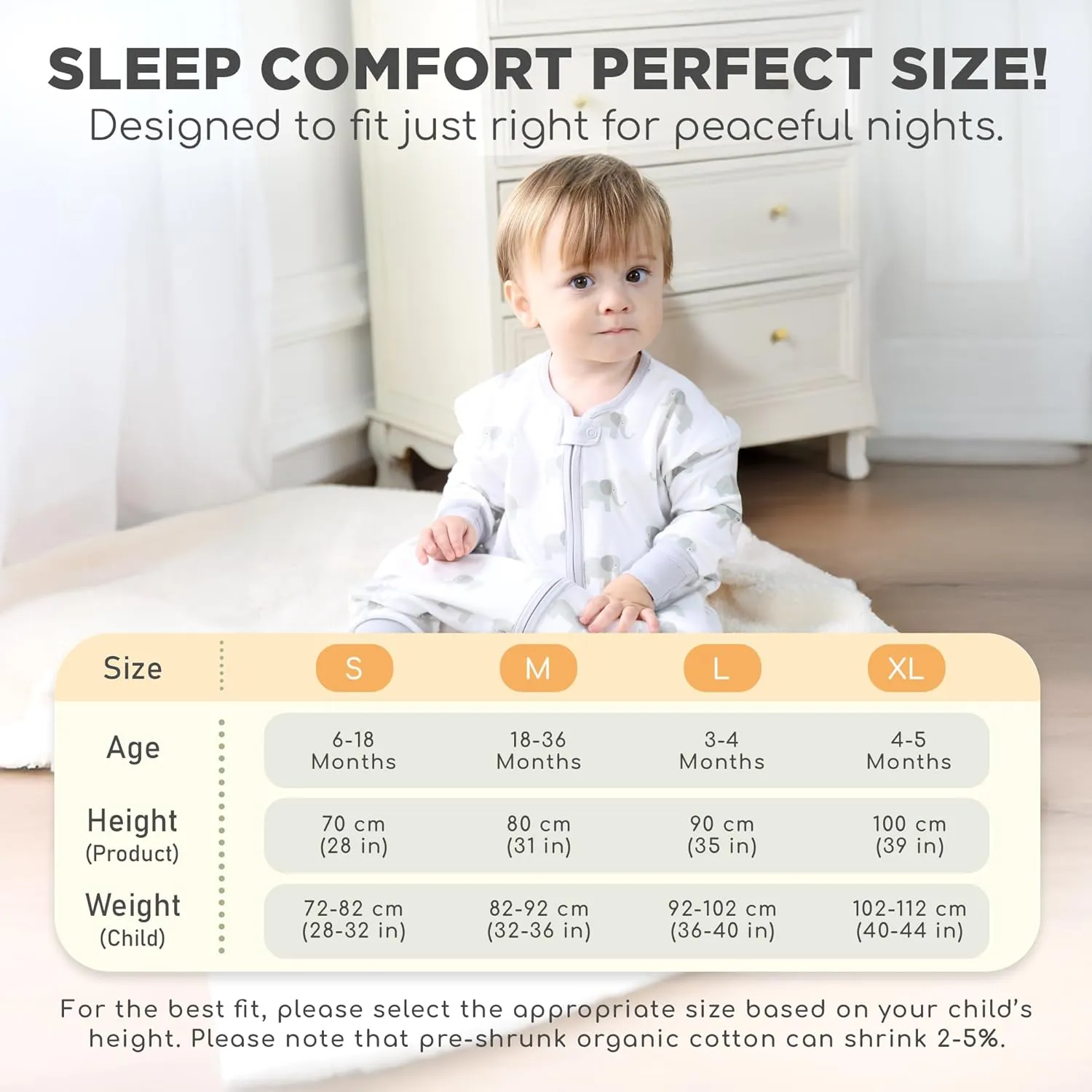 Mama Cheetah Toddler Sleep Sack with Feet, Long Sleeve 0.5 TOG Organic Cotton Baby Sleeping Bag with Legs, Wearable Blanket for Walkers w/ 2-Way Zipper, Toddler Blanket for Girls & Boys 6-18 M