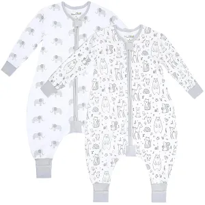 Mama Cheetah Toddler Sleep Sack with Feet, Long Sleeve 0.5 TOG Organic Cotton Baby Sleeping Bag with Legs, Wearable Blanket for Walkers w/ 2-Way Zipper, Toddler Blanket for Girls & Boys 6-18 M