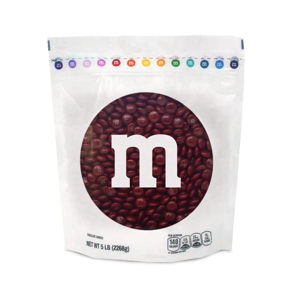 M&M’S WORLD Maroon Chocolate Candy, 5lbs Resealable Pack for Candy Bars, Birthday Parties, Weddings, Graduations, Holidays, a Box of Chocolates, Desserts and More