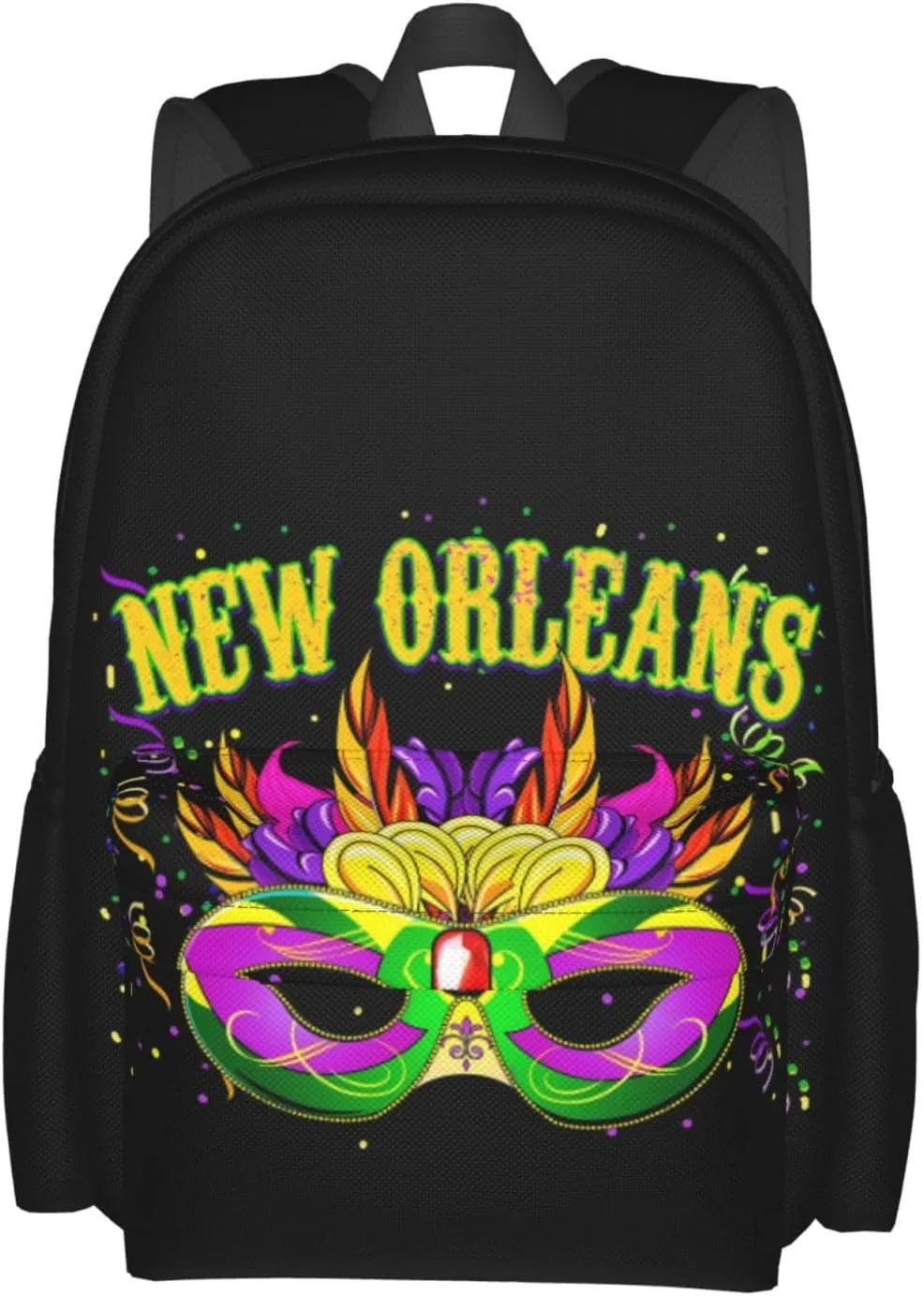 Mardi Gras Mask New Orleans Backpack Casual Laptop Backpack Large Capacity Double Shoulder Bag Travel Daypack For Women Men