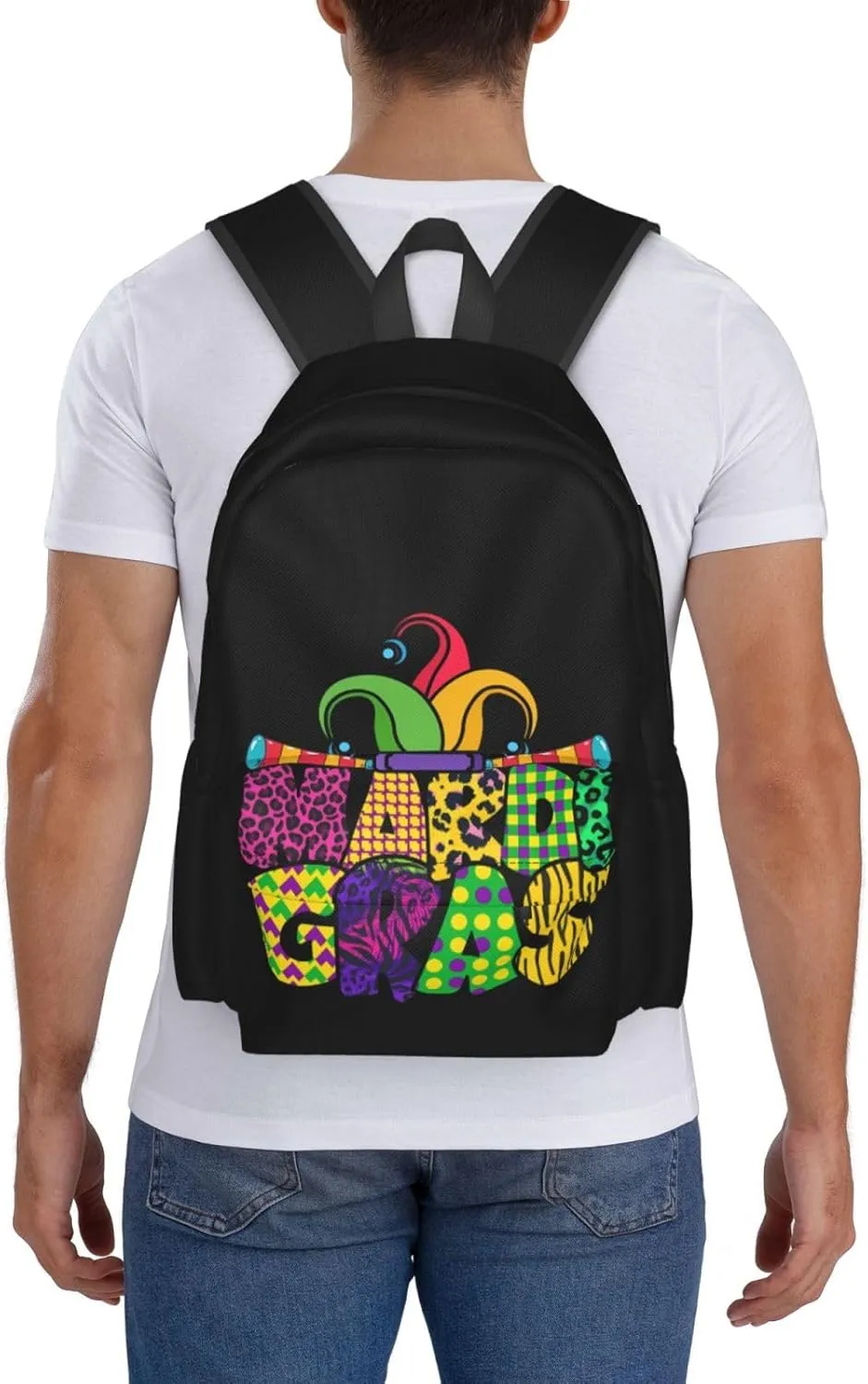 Mardi Gras Party Celebration Backpack Casual Laptop Backpack Large Capacity Double Shoulder Bag Travel Daypack For Women Men