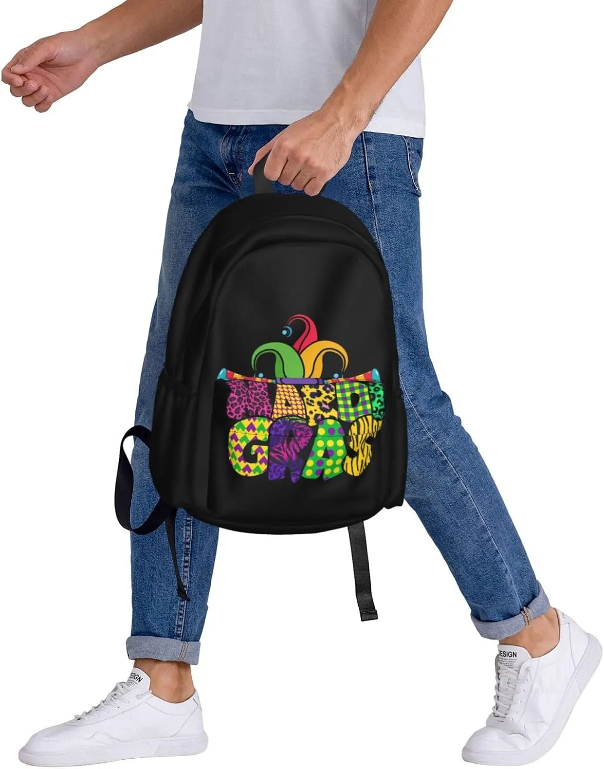 Mardi Gras Party Celebration Backpack Casual Laptop Backpack Large Capacity Double Shoulder Bag Travel Daypack For Women Men