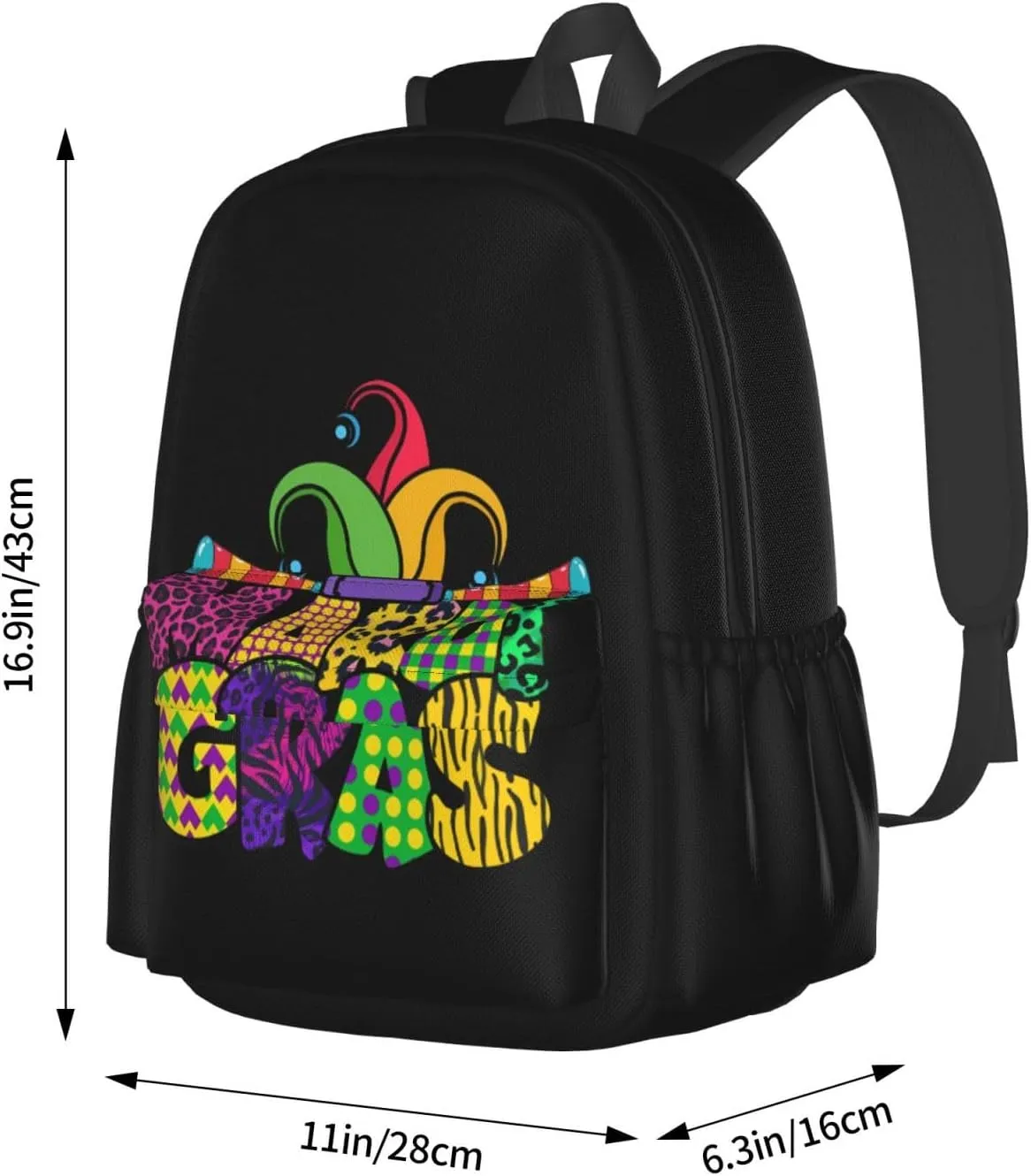 Mardi Gras Party Celebration Backpack Casual Laptop Backpack Large Capacity Double Shoulder Bag Travel Daypack For Women Men