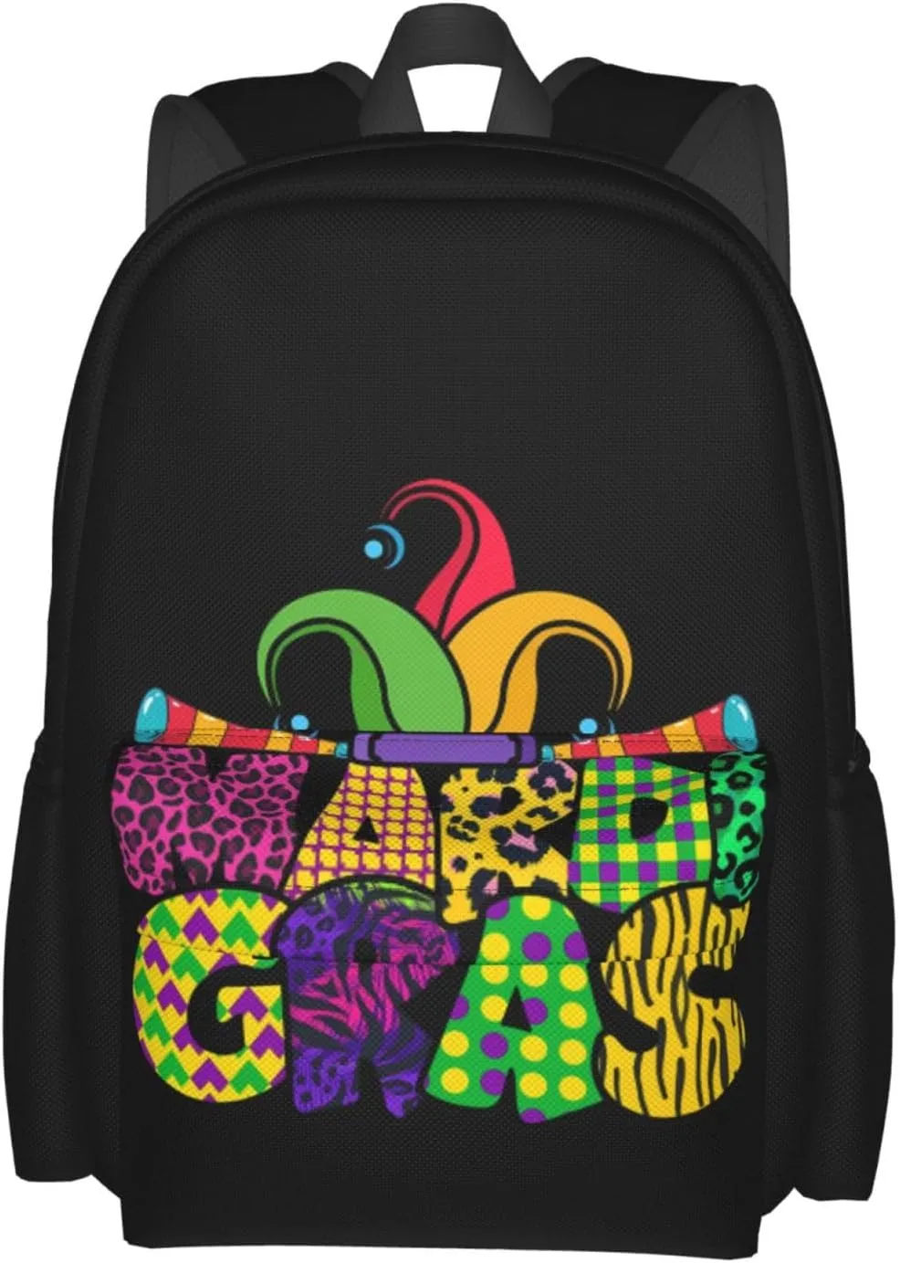 Mardi Gras Party Celebration Backpack Casual Laptop Backpack Large Capacity Double Shoulder Bag Travel Daypack For Women Men