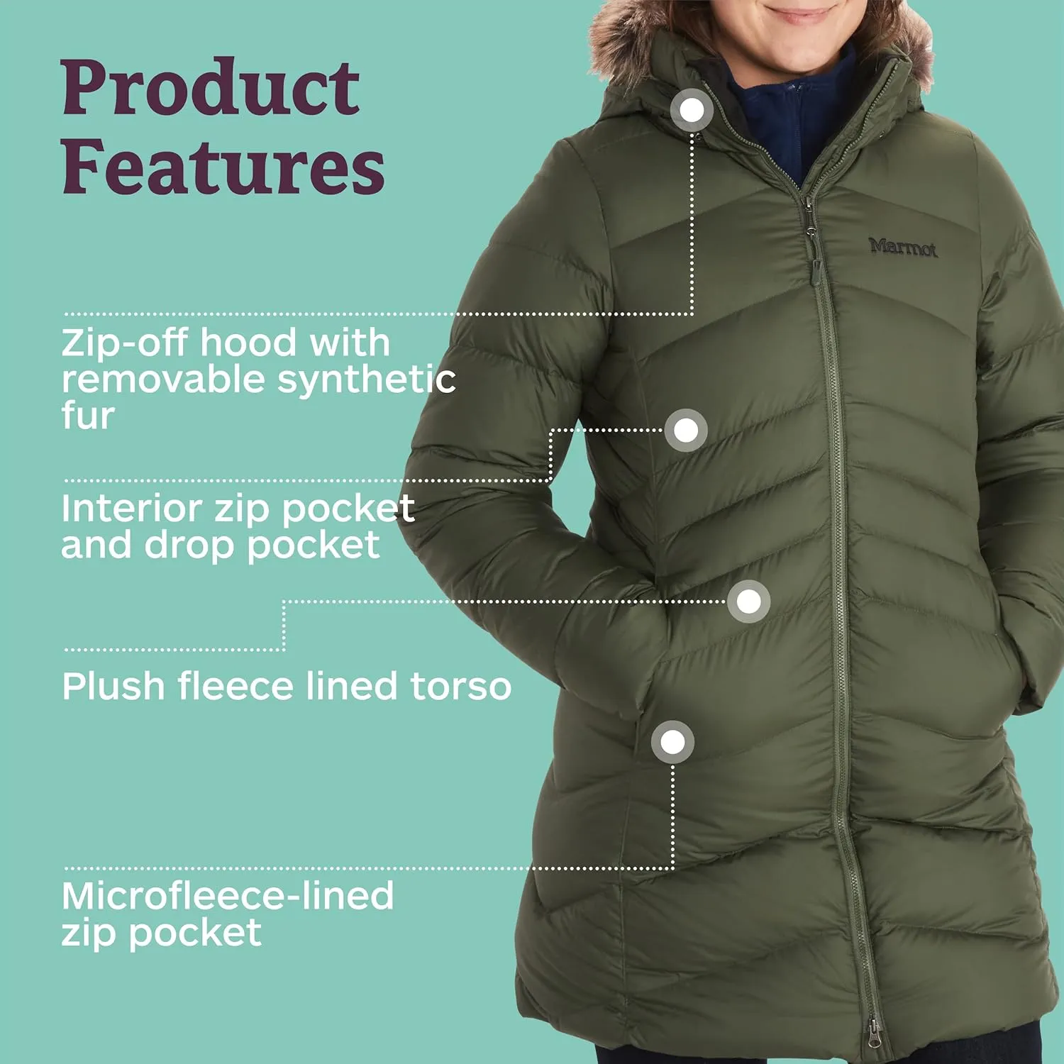 MARMOT Women's Montreal Mid-Thigh Length Down Puffer Coat