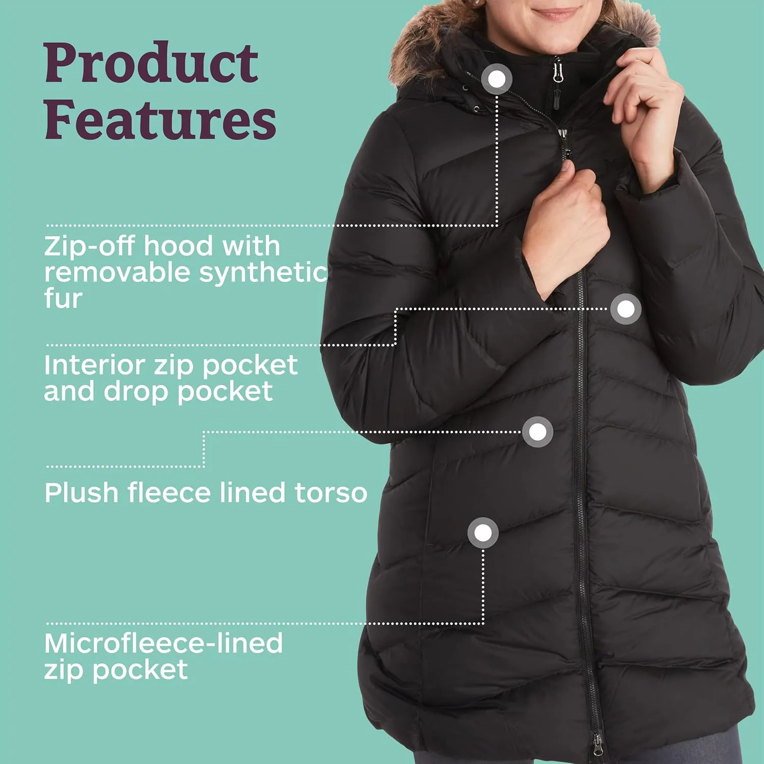 MARMOT Women's Montreal Mid-Thigh Length Down Puffer Coat