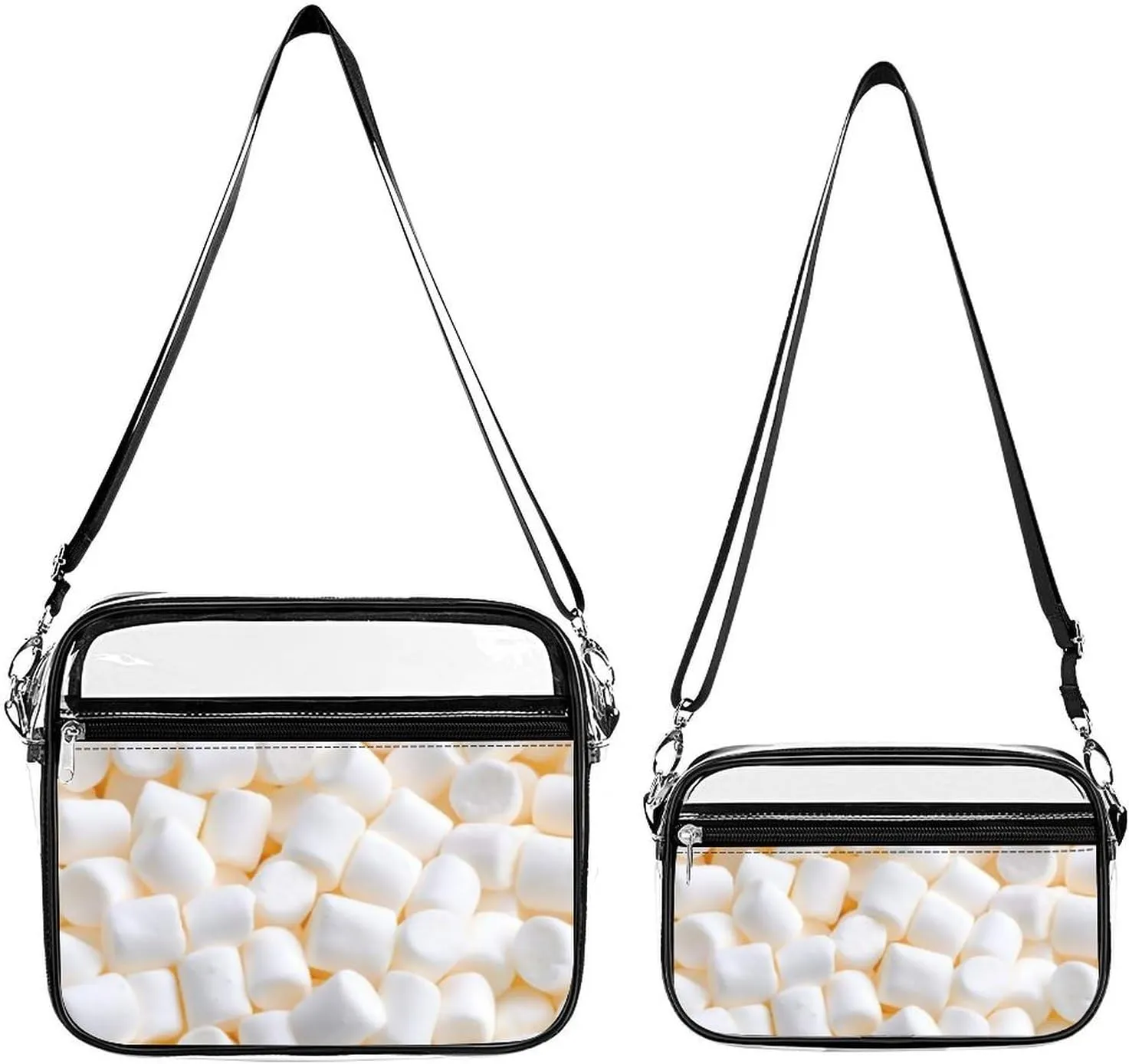 Marshmallow Transparent Cross Bag Two-piece Set, Fashionable Transparent Bag