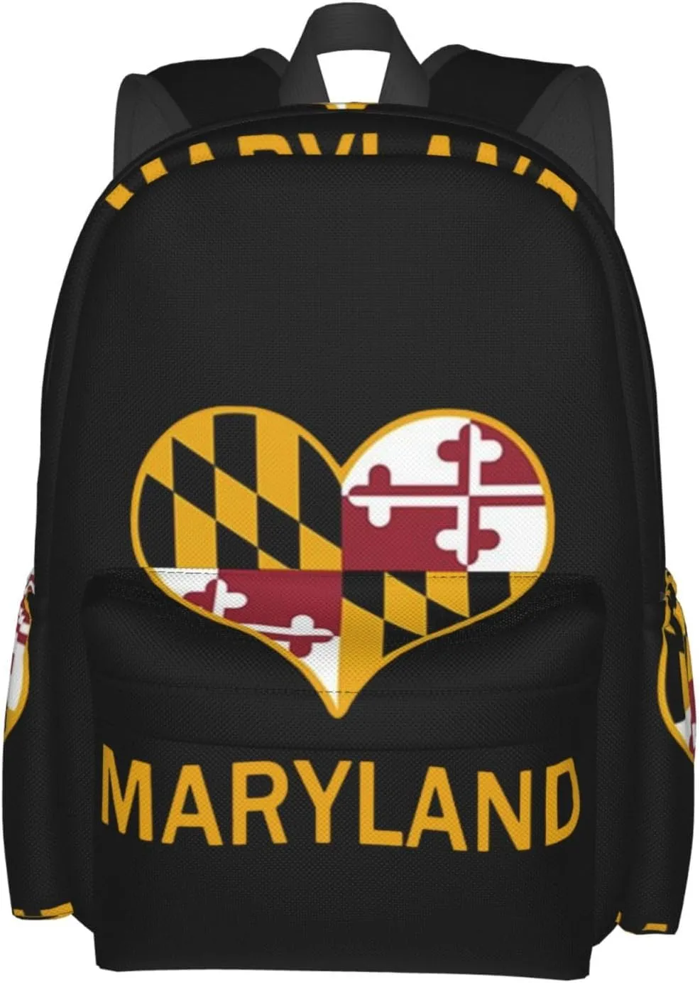 Maryland Flag Heart Backpack Large Capacity Backpack Lightweight Double Shoulder Bag For Women Men Travel