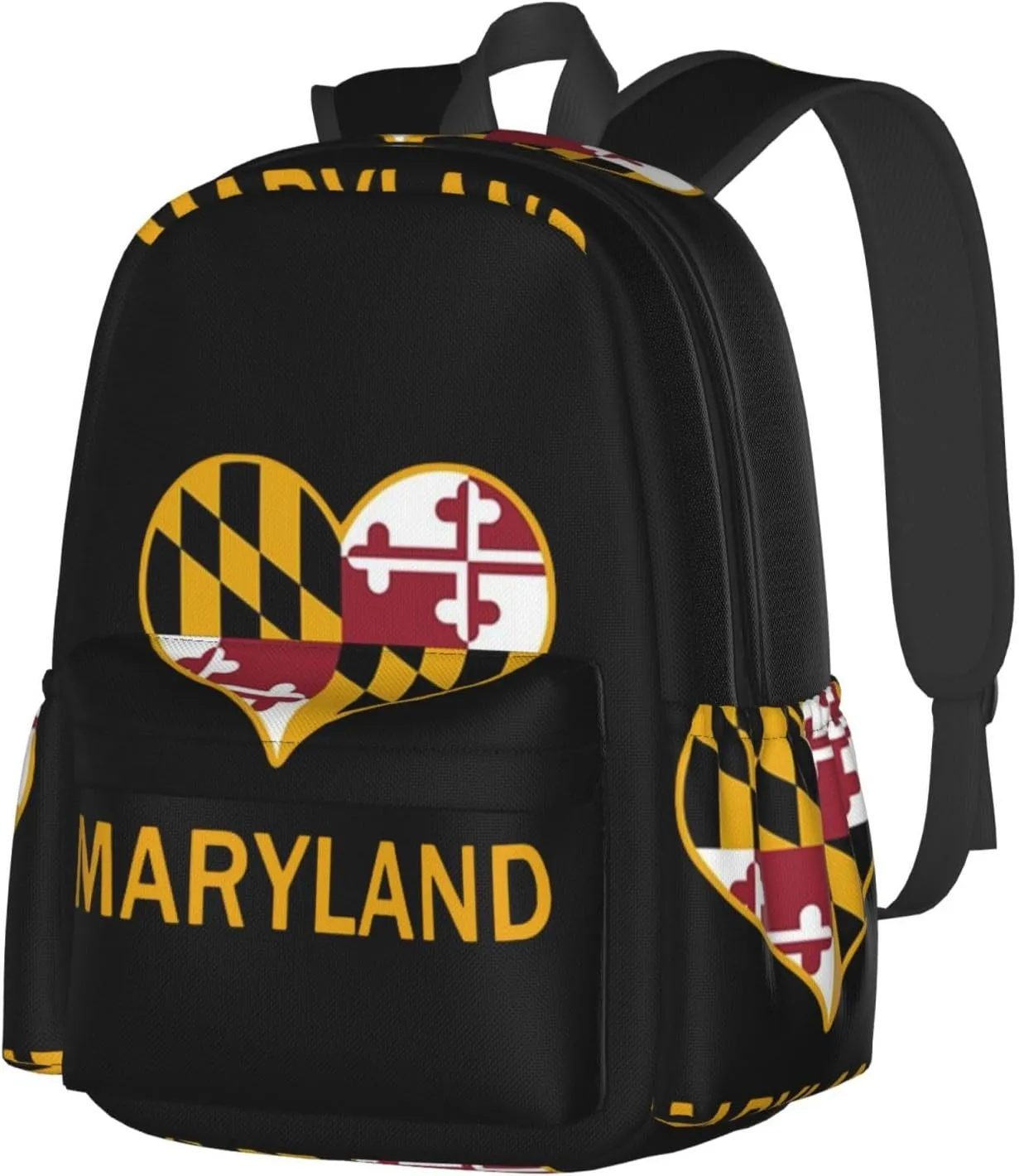 Maryland Flag Heart Backpack Large Capacity Backpack Lightweight Double Shoulder Bag For Women Men Travel