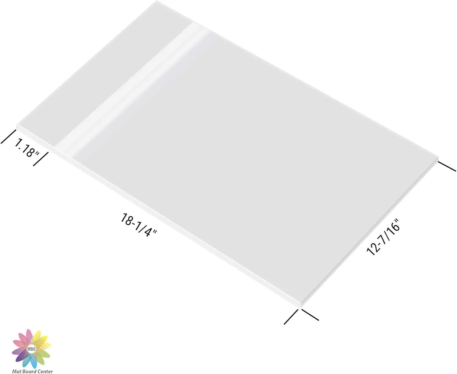 Mat Board Center, (100 Pack) 12 7/16" x 18 1/4" Acid-Free Clear Picture Sleeves, Self Sealing Cello Bags for 12x18 Prints, Photos, Clothing & T-Shirt