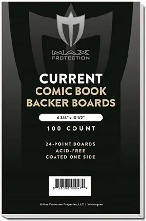 Max Protection Current-Age Size Comic Book Boards - Precision Cut, Coated, Buffered with Calcium Carbonate for Extra Protection, Fits in Comic Bags & Boxes - 200 Count