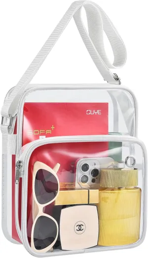 MAY TREE Clear Messenger Bag Stadium Approved Clear Bag Purse for Stadium Events Concert Sport Work