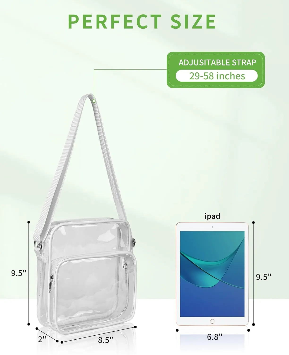 MAY TREE Clear Messenger Bag Stadium Approved Clear Bag Purse for Stadium Events Concert Sport Work