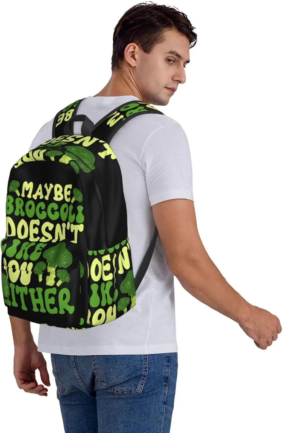 Maybe Broccoli Doesn'T Like You Either Backpack Casual Laptop Backpack Large Capacity Double Shoulder Bag Travel Daypack For Women Men